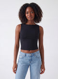 Maya Vida black crop top on model with jeans